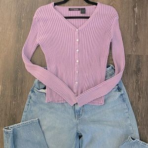 Long sleeve ribbed button front 90s top
